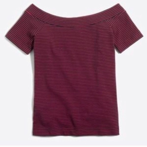 J. Crew Factory Off the Shoulder Red/Navy Top XXL - Picture 3 of 3